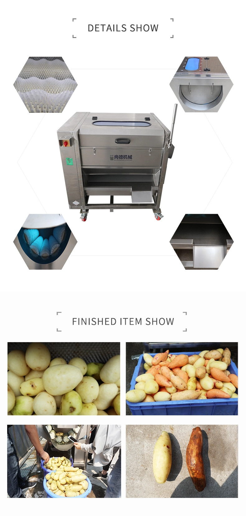 Heavy Duty Vegetable Fruit Washing Peeling Machine for Canteen Kitchen Room
